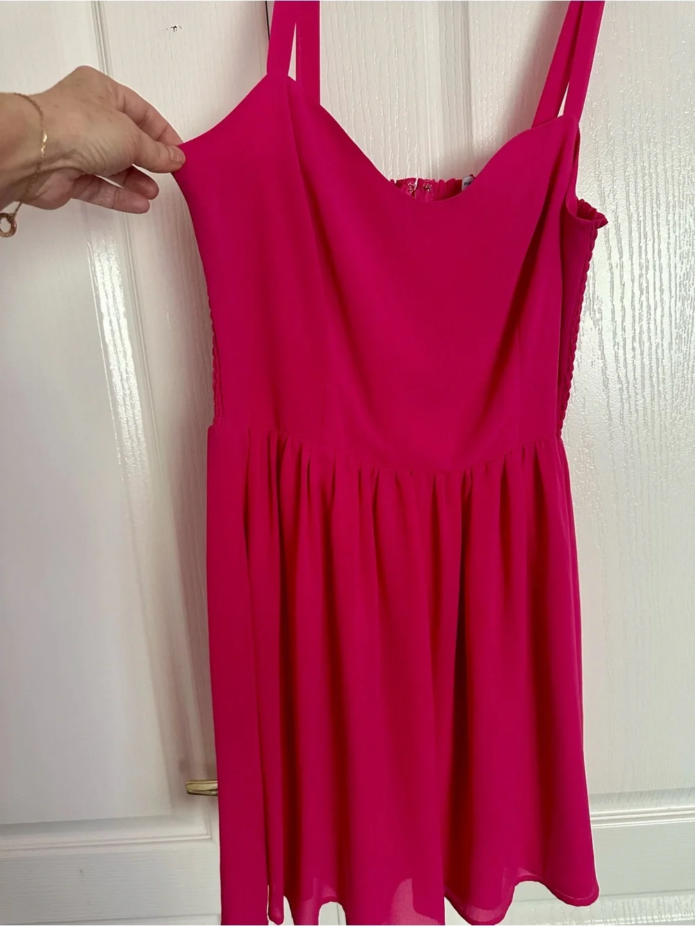 Naked Zebra Pink Chiffon Smocked Fit & Flare Dress Size L